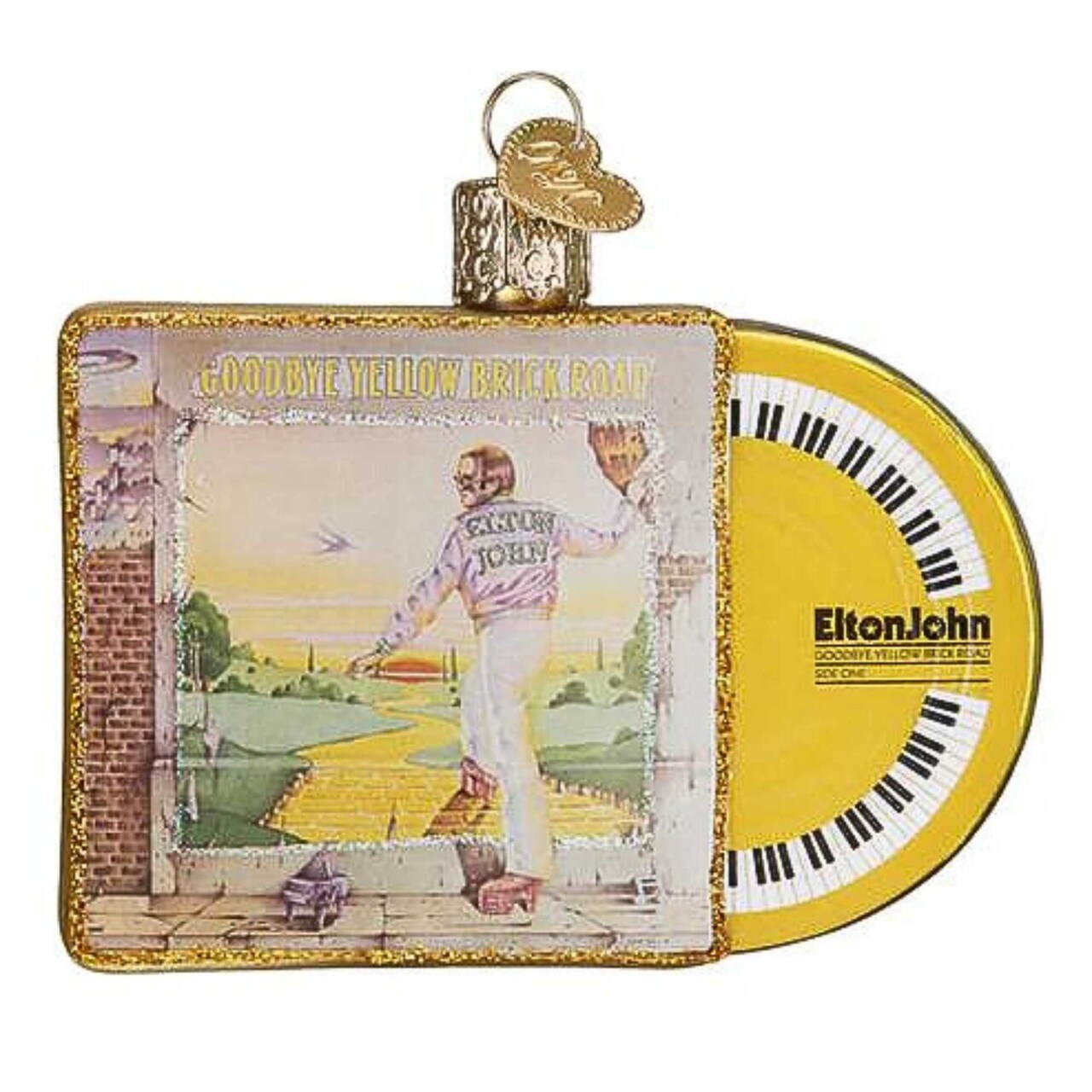 Old World Christmas 3.0 Inch Yellow Brick Road Album Cover Christmas Tree Ornament , Elton Goodbye